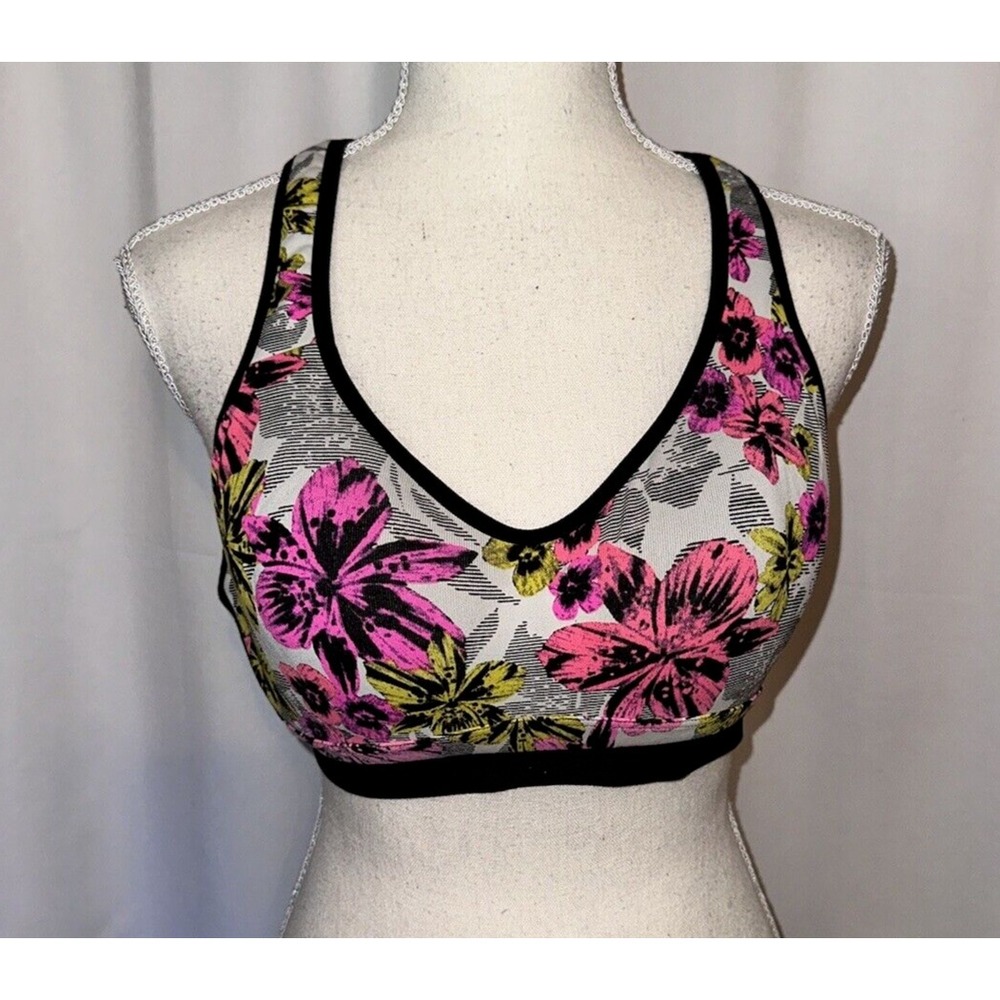 VSX Sport Sports Bra 36B Underwire Molded Cups Mesh Inserts Stretch Racerback